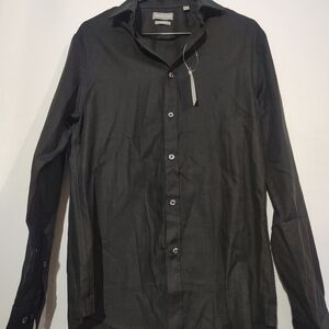 Michael Kors Men’s Black Button-Up Shirt | Size Medium | Long Sleeve
